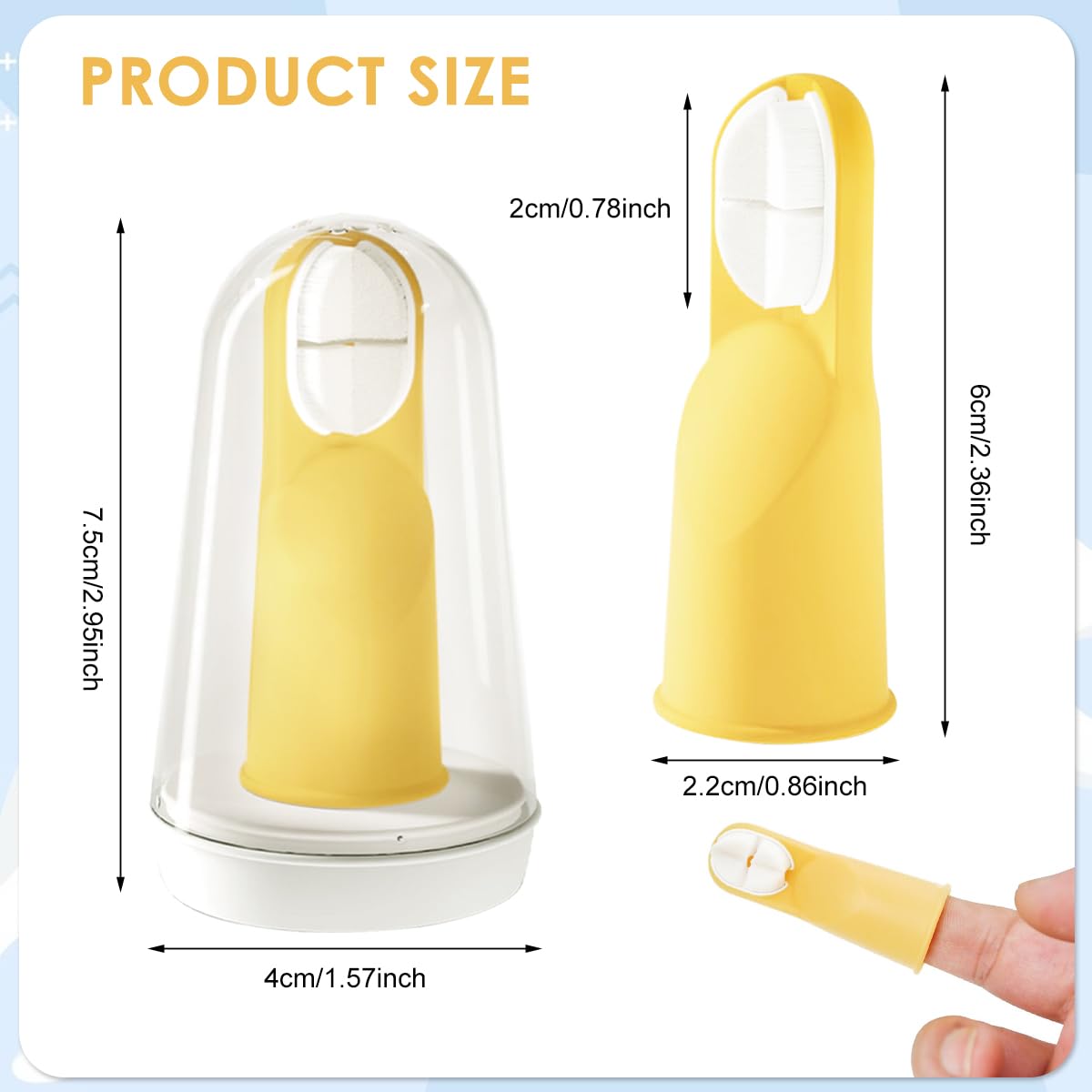 ZIBUYU Soft Finger Brush for Babies 9–18 Months with Triple-Sided Silicone Bristles | Yellow