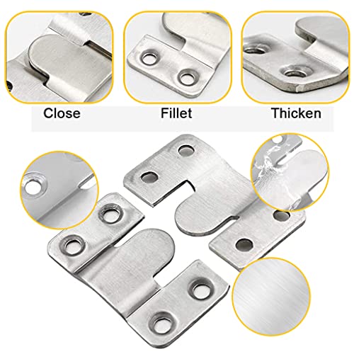 HASTHIP® 4 Pairs Stainsteel Steel Flush Mount Bracket, Interlocking Furniture Connector, Flush Mounting Clamp for Large Picture Display Art Gallery Wall Mount Hardware, 2 inches (Without Screws)