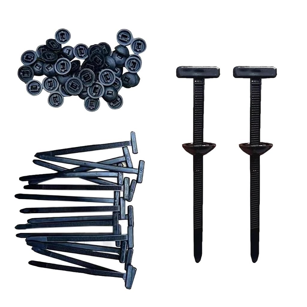 STHIRA® 100Pcs Nylon Cable Ties Automotive Panel Retainer Ties, T-Type Push Mount Cable Tie for Securing Cables or Small Panels Components, Screw or Nuts Alternatives
