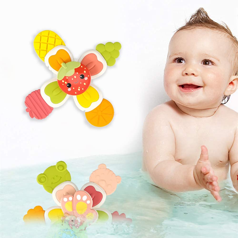 PATPAT Baby Bath Toys Set for Toddlers with Suction Cup and Spinning Design | 4pcs Sensory Gift