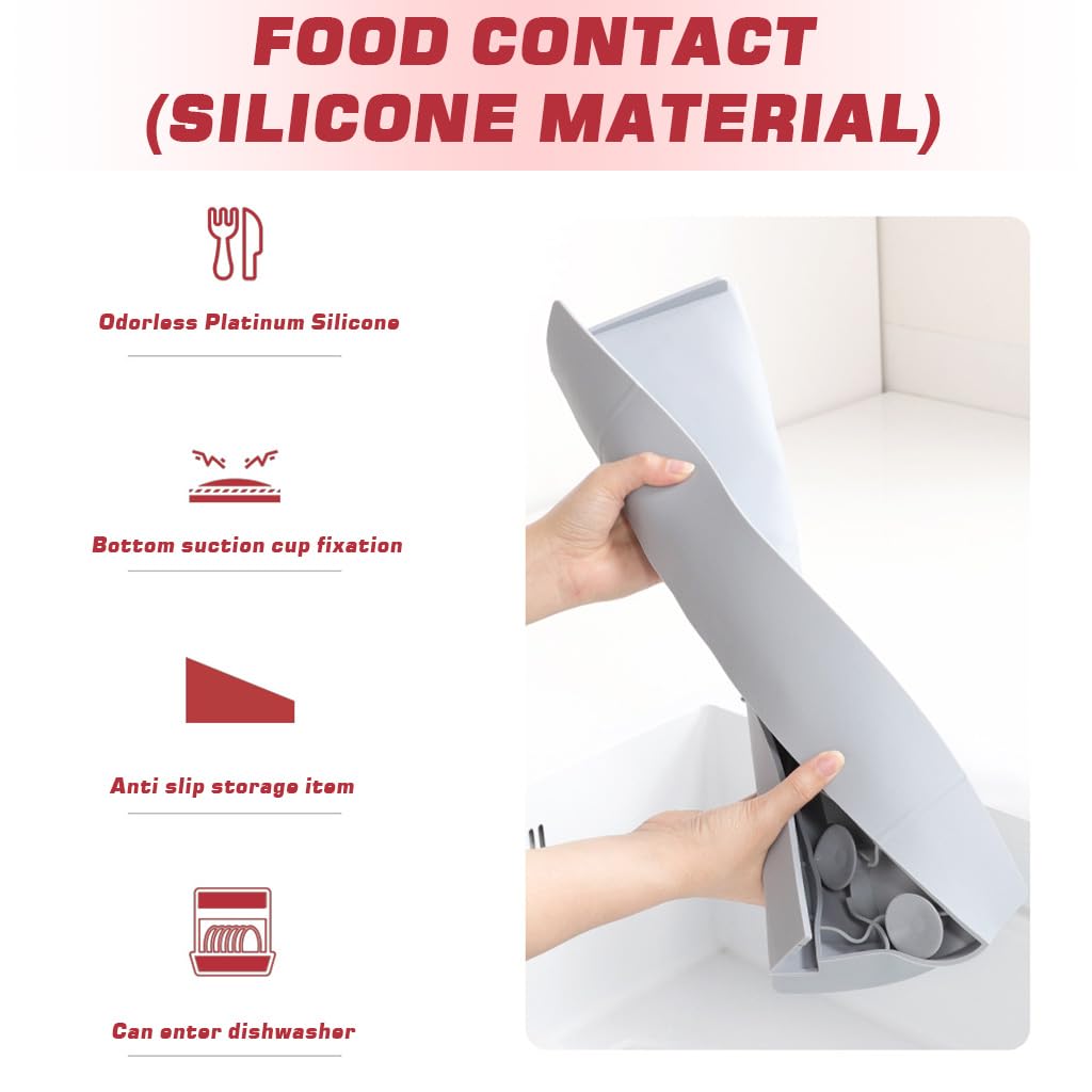 HASTHIP Sink Splash Guard for Kitchen with 17.7 in Coverage featuring L Shape Silicone & Suction Cups