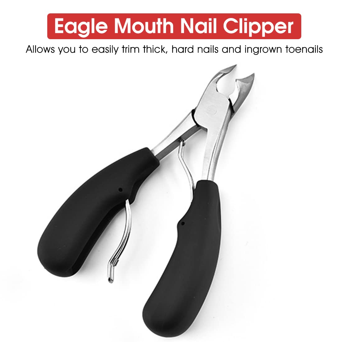 MAYCREATE Toenail Clippers for Thick & Ingrown Nails with Curved Blade and Rubberized Handle | Stainless Steel Podiatrist Tool