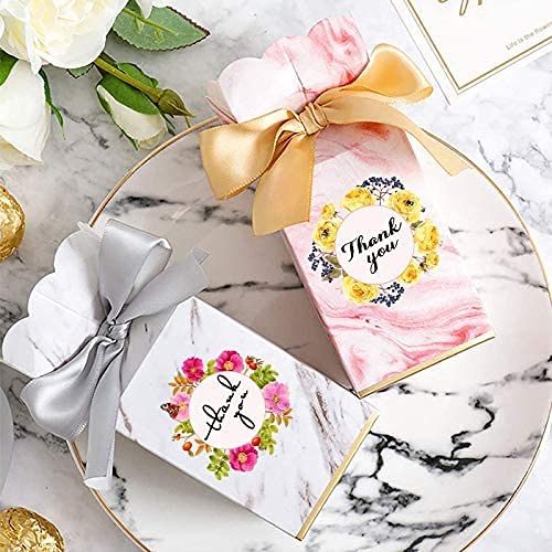 HASTHIP Thank You Stickers Roll for Envelopes and Gift Boxes featuring 500 pcs 2.5 cm Gold Foil Floral Labels