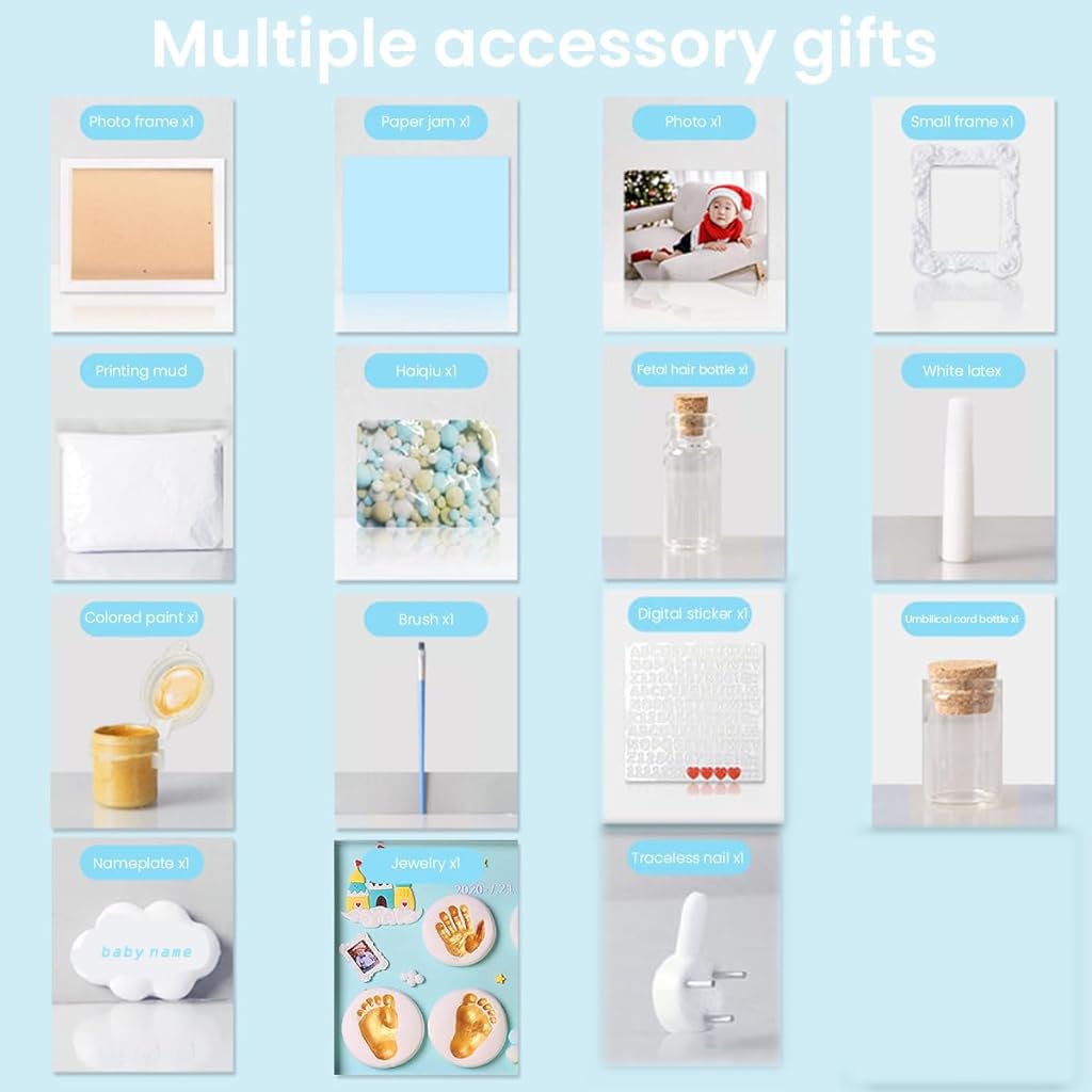 PATPAT Baby Hand and Footprint Clay Kit with 11x12.9 in Frame and Non Toxic White Clay | Ideal Keepsake Gift