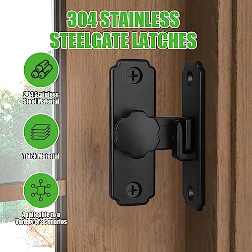 HASTHIP® Barn Door Lock Hardware, 90 Degree Heavy Duty Gate Latches Flip Latch Safety Door Bolt Latch Lock, Sliding Door Latch Lock Suitable for Garden, Bathroom, Outdoor, Garage, Window (Black)