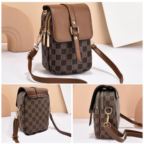 PALAY® Sling Bag for Women Crossbody Phone Bag Stylish PU Leather Mobile Cell Phone Holder Pocket Purse Wallet Mini Shoulder Bags Coffee Brown X3