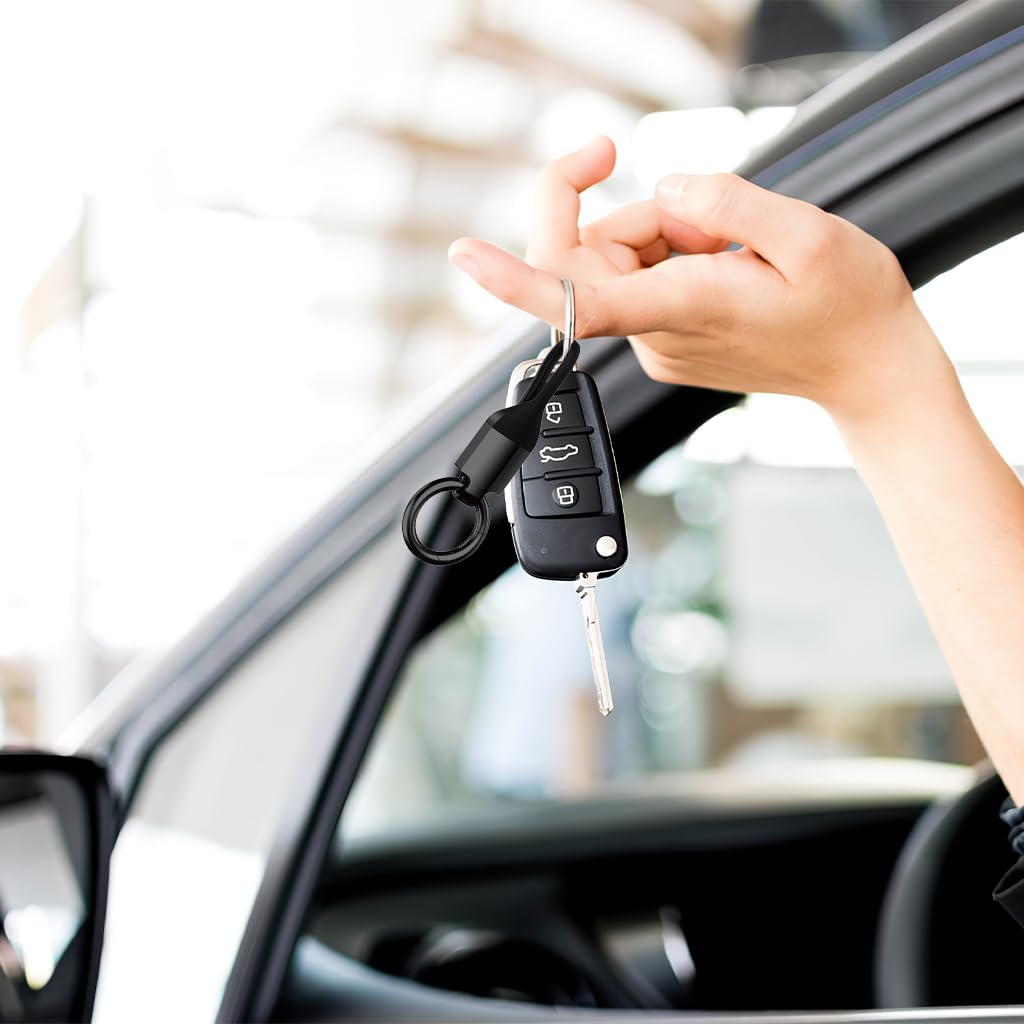 Zibuyu Car Key Chain Ring for Car SUV and Truck featuring Waterproof Metal Design | Sleek Black Secure Key Holder