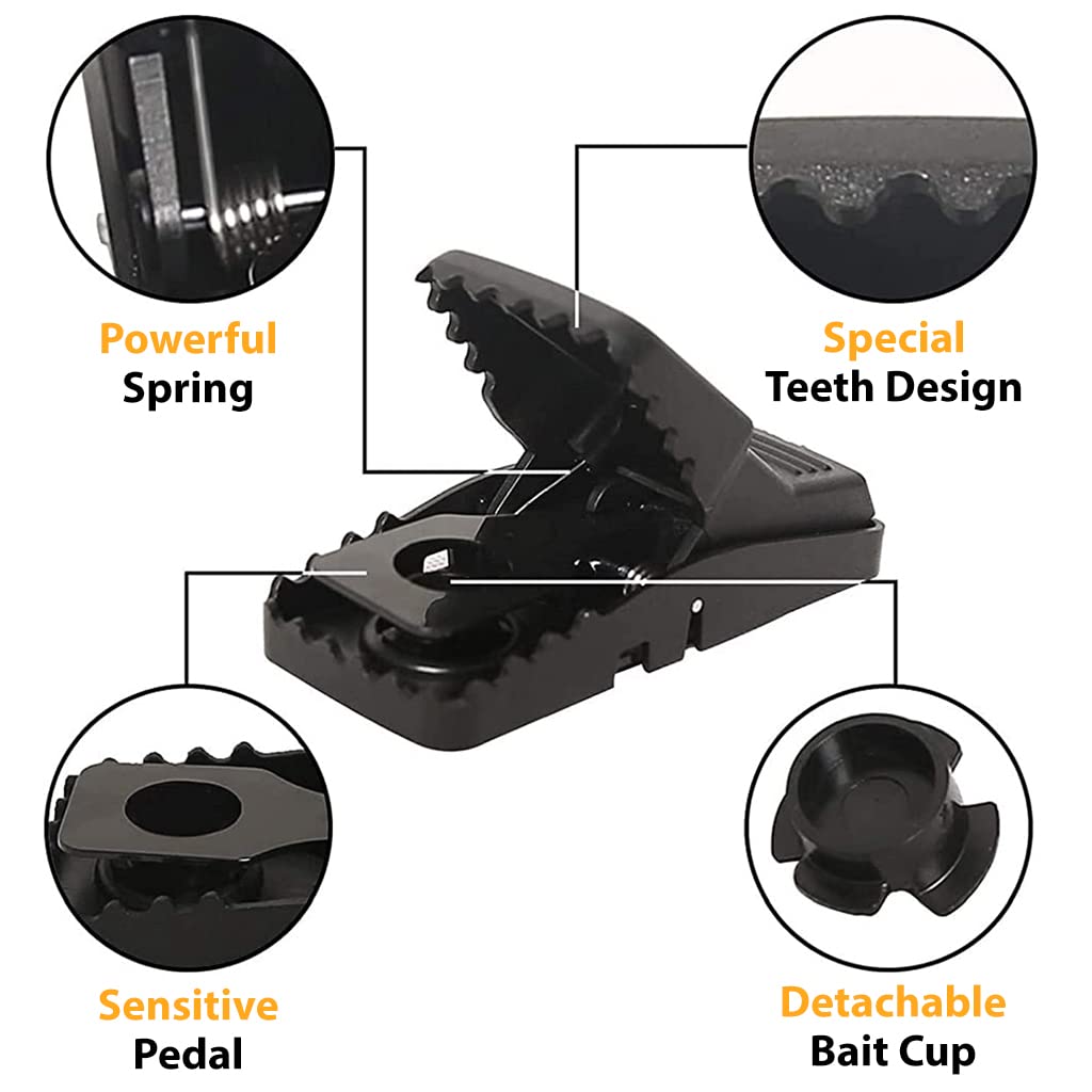 Supvox Rat Traps 6 Pack for Indoor and Outdoor Use featuring Quick Trigger Mechanism | Reusable ABS Plastic Mouse Catcher 14×7.5×7.3 cm