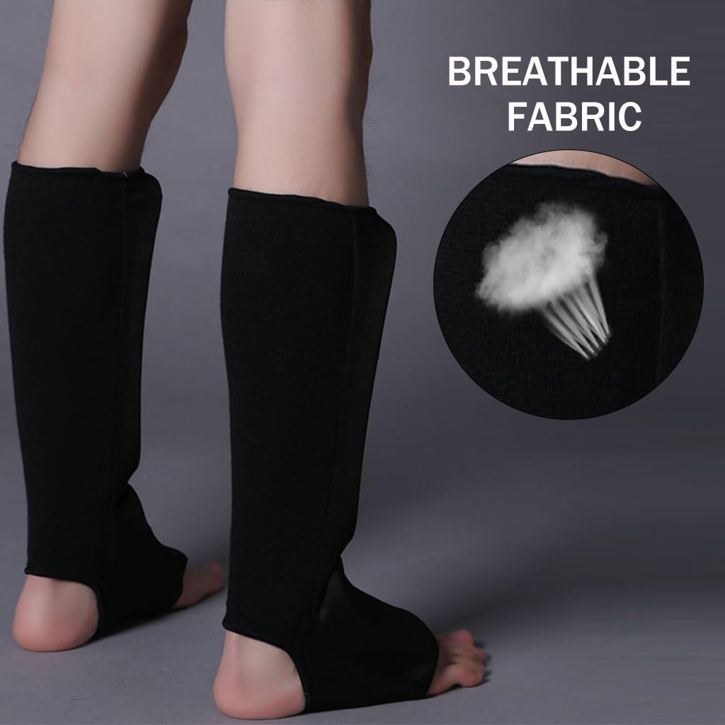 Proberos Elastic Shin Instep Guards for MMA Muay Thai Training with Insert Pads | Size M