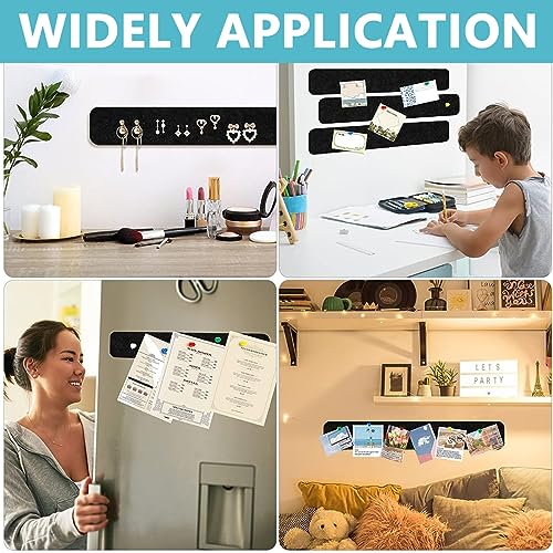 Climberty® 10 Pack Felt Bulletin Board, Vision Board Felt Message Board with 35pcs Drawing Pins, Self-Adhesive Lightweight Bulletin Board Strips for Paste Notes, Photos, Schedules (Black)