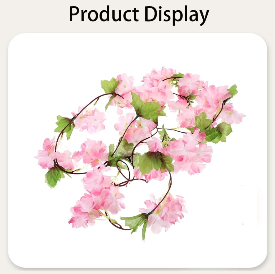 ZIBUYU Artificial Cherry Blossom Vines for Wedding and Home Decor with 2pcs Pink Garland