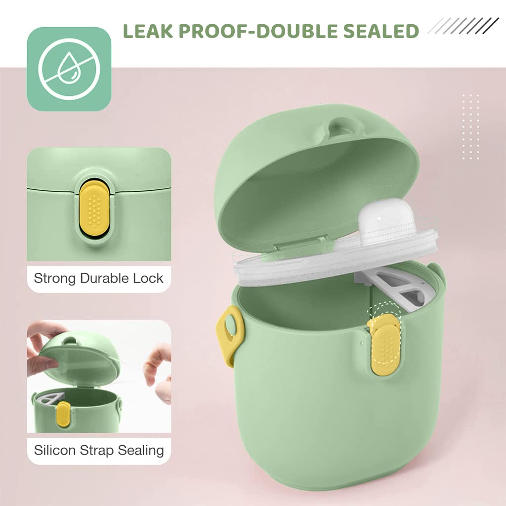 SNOWIE Soft Baby Formula Dispenser for Travel with Double Lid Seal and Scoop | 550ml BPA Free PP Container