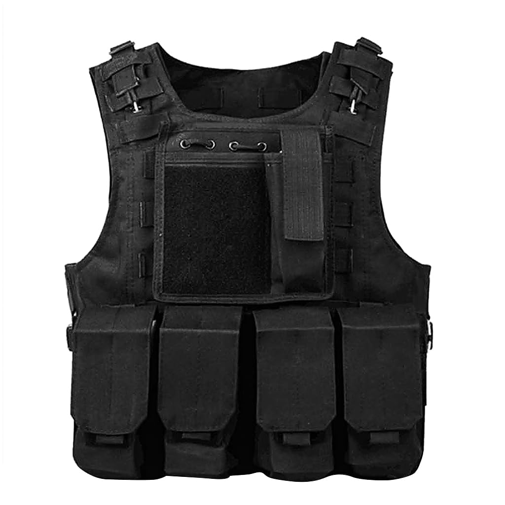 Proberos® Tactical Vest, Military Vest Officer Tactical Vest for Men and Women Multi Pockets Modularity Vest Lightweight Outdoor Multifunction Vest, 4 Pouches and one walkie talkie pouch