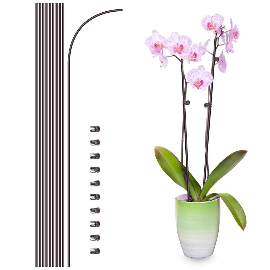 HASTHIP® 10Pcs Plant Support Stakes with 10Pcs Mini Claw Clips, 15.7