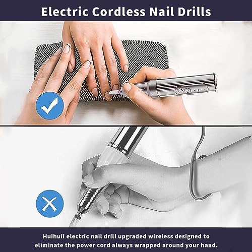 MAYCREATE® Nail Drill Machine with 12 Drill Bits 6 Speeds USB Nail Drill Machine for Acrylic Gel Nail, Salon Nail Drill Machine Portable Manicure Pedicure Drill for Nair Art, DIY Nail Extension