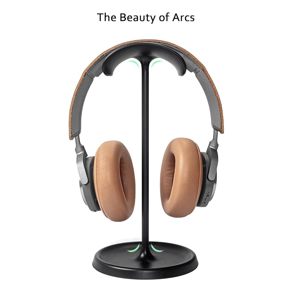 ZORBES Headphone Stand for Gaming Desk with Weighted Metal Base and Curved Headband Holder | Minimalist Organizer for Workspaces