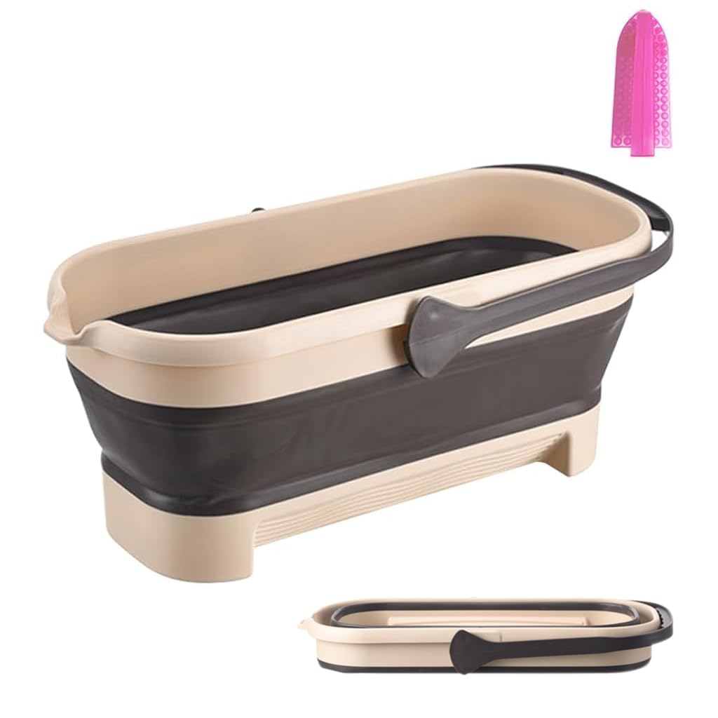 Supvox Foldable Plastic Bucket for Mop Cleaning featuring Double Washboard | 12L Capacity