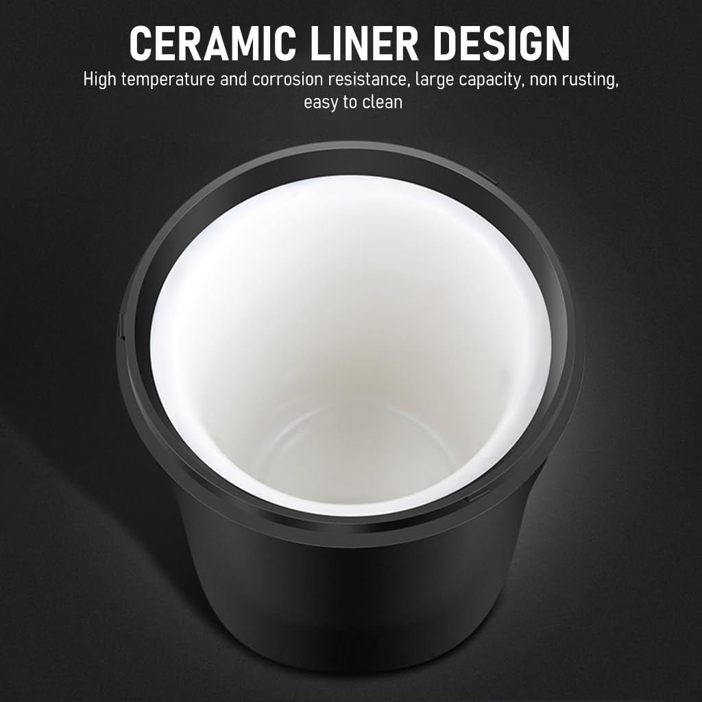 STHIRA Car Ashtray for Vehicle Cup Holder with Solar and USB Electronic Lighter | Black Ceramic Liner