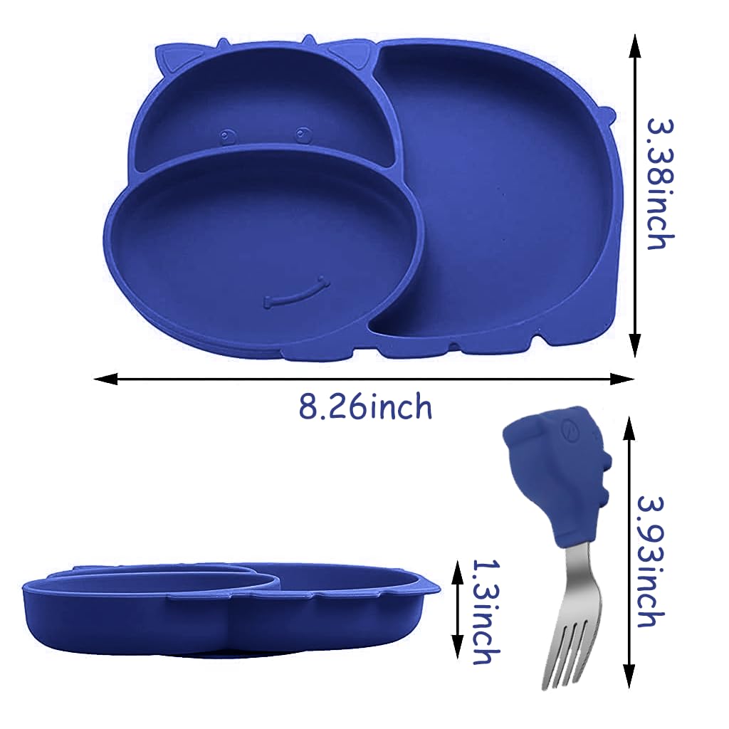 SNOWIE SOFT Suction Plates for Baby with 3 Divided Compartments and Stable Cup Design | Foodgrade Silicone for Toddlers