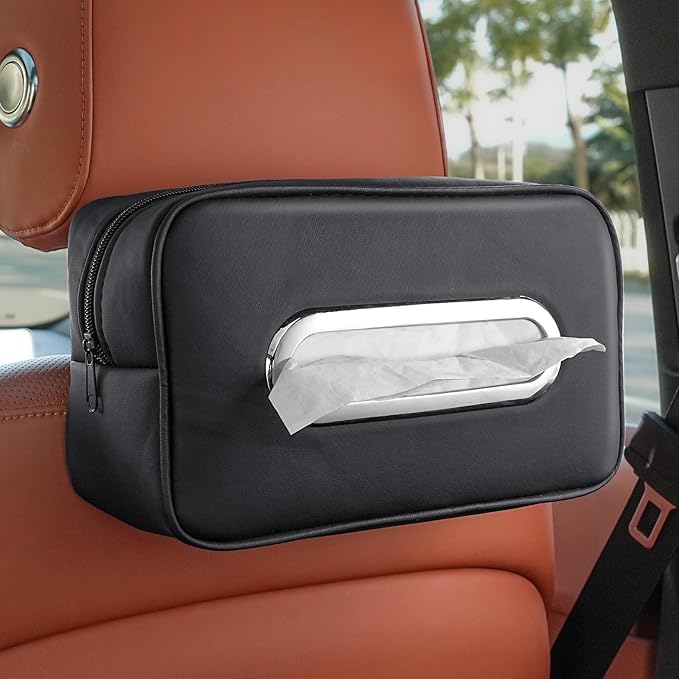STHIRA® Upgraded Car Tissue Holder Premium PU Leather Tissues Box Cover