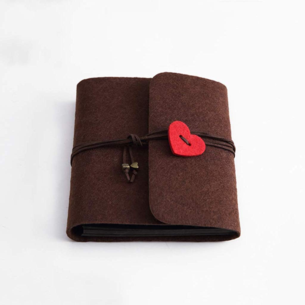 HASTHIP® Photo Book Felt Cover Album Scrapbook Handmade DIY Albums for Photos Collection with 30 Sheets Womens Day Gifts Coffee 7.5 x 6.9 Inch 3 PCS