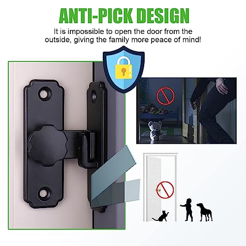 HASTHIP® Barn Door Lock Hardware, 90 Degree Heavy Duty Gate Latches Flip Latch Safety Door Bolt Latch Lock, Sliding Door Latch Lock Suitable for Garden, Bathroom, Outdoor, Garage, Window (Black)