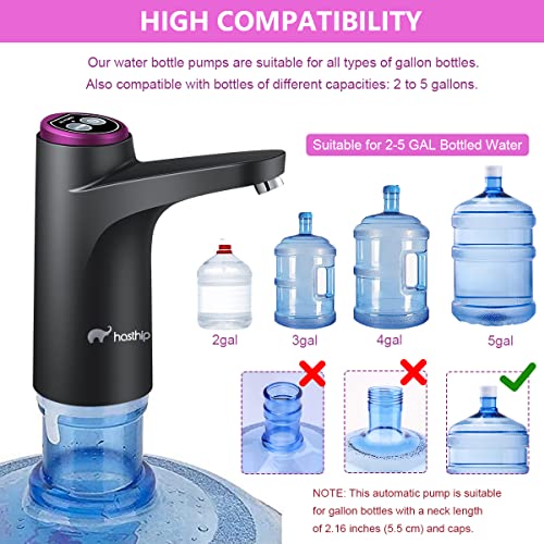 HASTHIP® Automatic Water Dispenser Pump Portable Can with USB Rechargeable Battery Suitable for 2.16-Inch 5.5cm Neck Home Office 5 Gallon 2 PCS