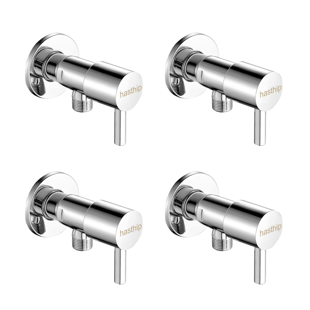 HASTHIP Angle Valve for Bathroom with Copper Core Switch and G1/2 Compatibility | 4 Pack Stainless Steel