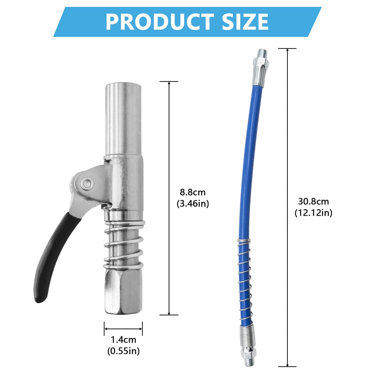 Grease Gun Coupler for 1/8 in NPT Fittings with 6 Jaw Lock and 10000 PSI Quick Release | Alloy Steel