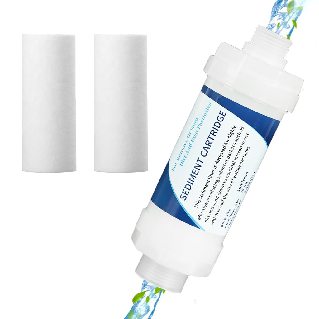 Serplex Shower System Water Filter Cartridge for Bathroom and Kitchen with 2 Cotton Refills | Universal 1/2 Inch Thread