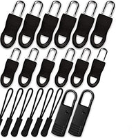 HASTHIP® 20pcs Zipper Pulls Replacement Kit, Universal Detachable Zipper Puller, Black Zipper Pull Tab for Bags, Purses, Luggage, Backpacks, Pants, Jackets, Boots, Tents (3 Styles, 4 Sizes)