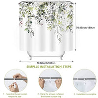 ELEPHANTBOAT® Waterproof Polyester Fabric Floral Design Plant Shower Curtain with Hooks for Bathroom Decoration 70.8x70.8 Inch