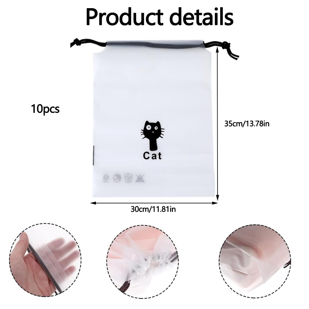 ZIBUYU Clear Drawstring Shoe Bags for Travel with Waterproof PE 30x35cm | Unisex Dustproof Storage