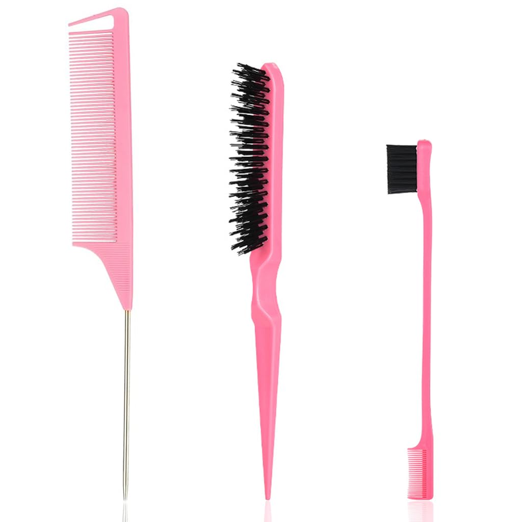 ZIBUYU Hair Brush Set for Hair Dye Application with Dual Head Brush & Pintail Comb | Ergonomic 3Pcs Styling Tools for Women