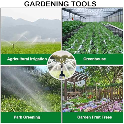 ORTIZA Garden Rotating Water Sprinkler - Universal Metal Sprinkler Nozzle with Stainless Steel Tripod - Mobile 360° Adjustable Garden Irrigation System - Water Sprinkler for Garden Lawn, Flower Bed