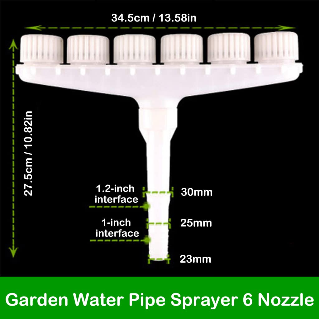 Supvox Garden Water Pipe Sprayer for Lawn and Agricultural Irrigation | 6 Nozzle ABS 2PCS Set