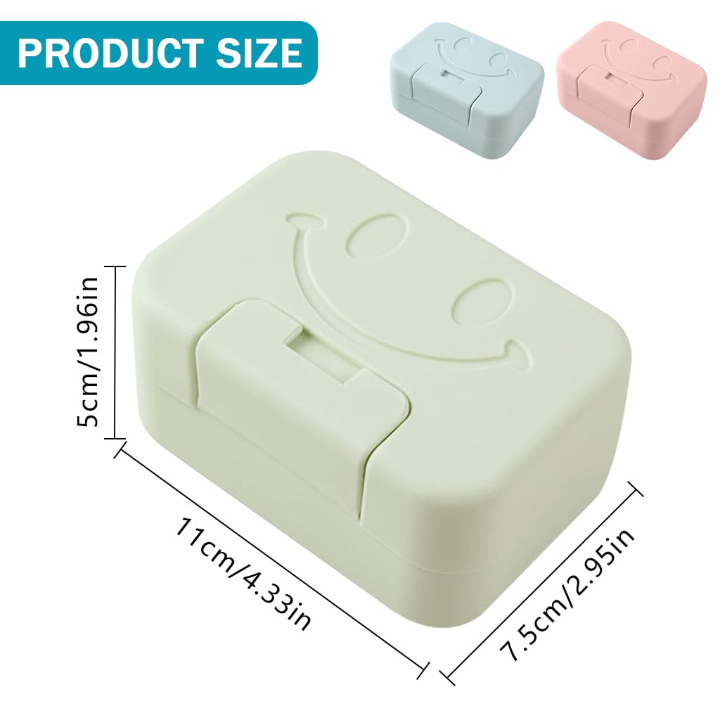 HASTHIP Soap Box Holder 3 Pack for Travel and Bathroom with Lockable Lid and ABS Material