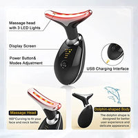 ZIBUYU® Red Light Therapy for Face Mask Therapy Anti Wrinkles EMS LED Face & Skin Rejuvenation for Face & Neck Massager Double Chin Lifting Device Chin Tighten Facial Contour Neck Cream - Black