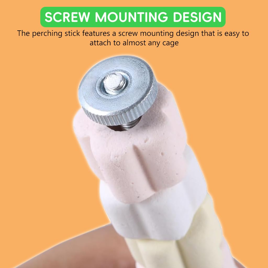 Qpets Parrot Birds Perching Stick for Cage with 7.8 in DIY Assembly & Screw Mount | Colorful Ceramic Claw Grinding Wheels