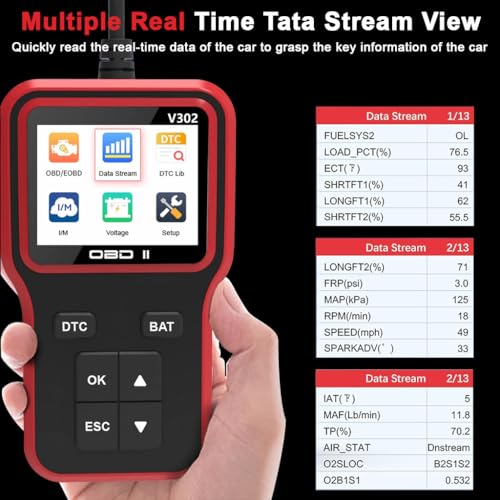 STHIRA® OBD2 Scanner with Upgrade Battery Tester - Diagnostic Tool for Cars That Check Engine Light & Emissions Readiness Read and Clears Vehicle Error Codes