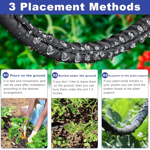 HASTHIP Garden Hose 49.2Ft PVC Soaker Hose with High Density Polyester Webbing Wrap Universal Garden Soaker Hose Penetration Hose Porous Weep Hose for Gardening, Watering Garden Beds, Irrigation