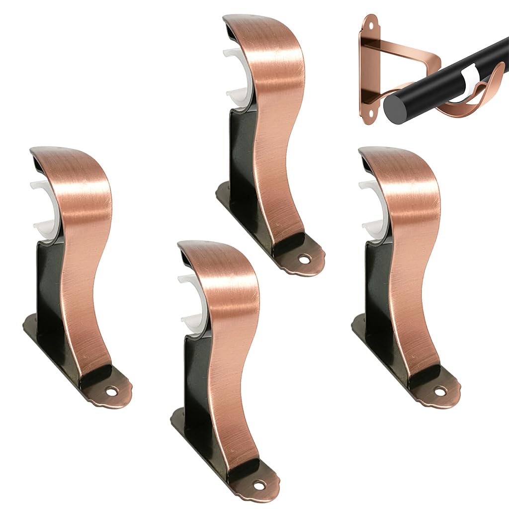 HASTHIP Curtain Rod Holders for 28mm Rods featuring Reinforced Metal Wall Brackets | 4Pcs Set
