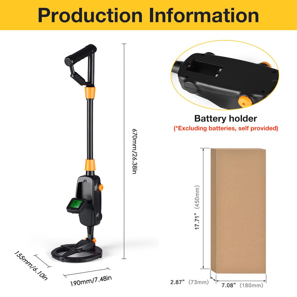 HASTHIP® Metal Detector for All Metal for Kids Educational, Metal Detector Machine for Coins, Metal Objects & Gold Rings with 6 Inches Coil, Support Sound Alarm, Sentivity Adjustment (Without Battery)