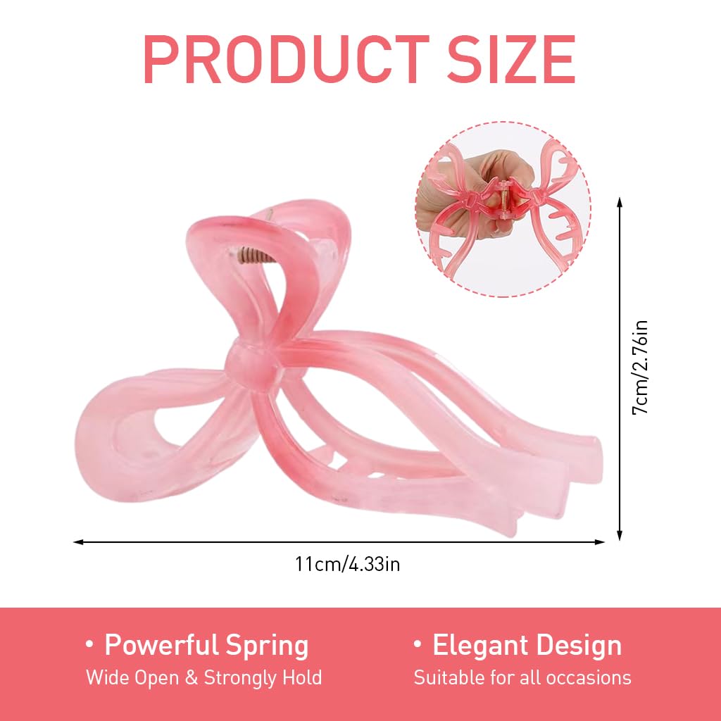 Venzina Bow Hair Claw Clips for Women with Strong Spring Hold | 3 Pcs Multicolor Set