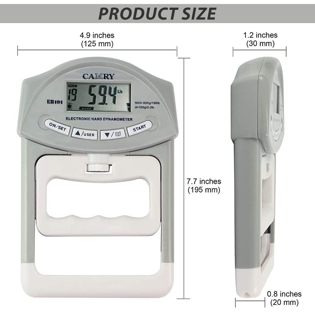 Proberos® Digital Hand Dynamometer for Grip Strength Measurement, Auto Capturing Grip Strength Measurement Meter for Grip Strength Restoring, Medical Use, Training (90 Kg, Batteries Included)