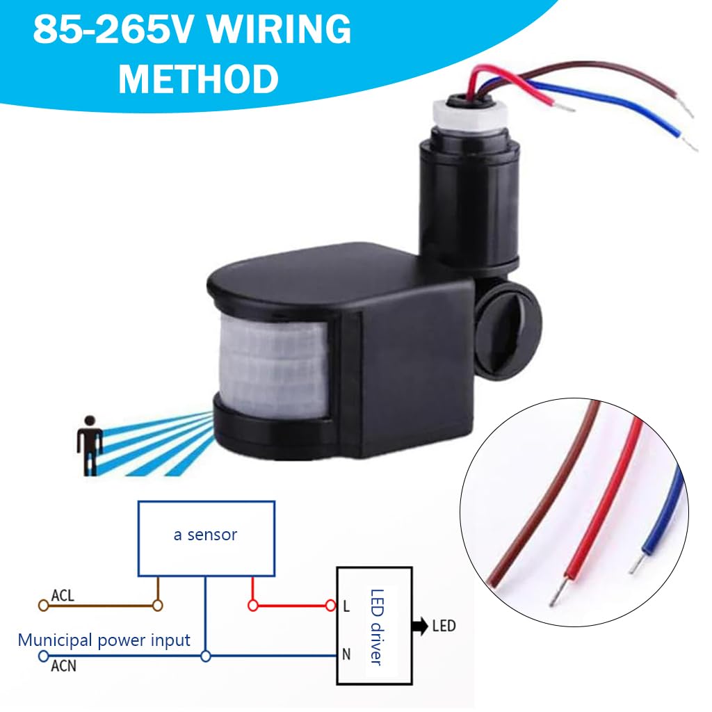 Serplex Motion Sensor for Lights with Adjustable Time Off and Energy Saving Night Mode | IP66 Waterproof for DIY Lamp Modification