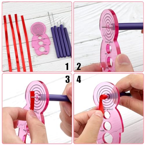 HASTHIP® Quilling Tools Slotted Kit, 24PCS Assorted Sized Rolling Curling Needle Pen Paper Cardmaking Project Set for Quilting Flowers