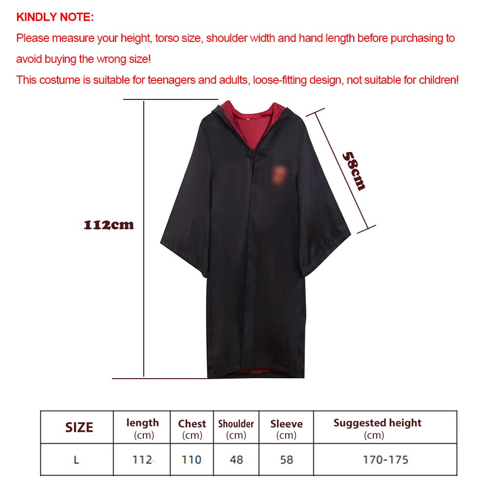 PATPAT Wizard Costume Robe Set for Cosplay with 112cm Robe and Wand | Adult Gryffindor Style