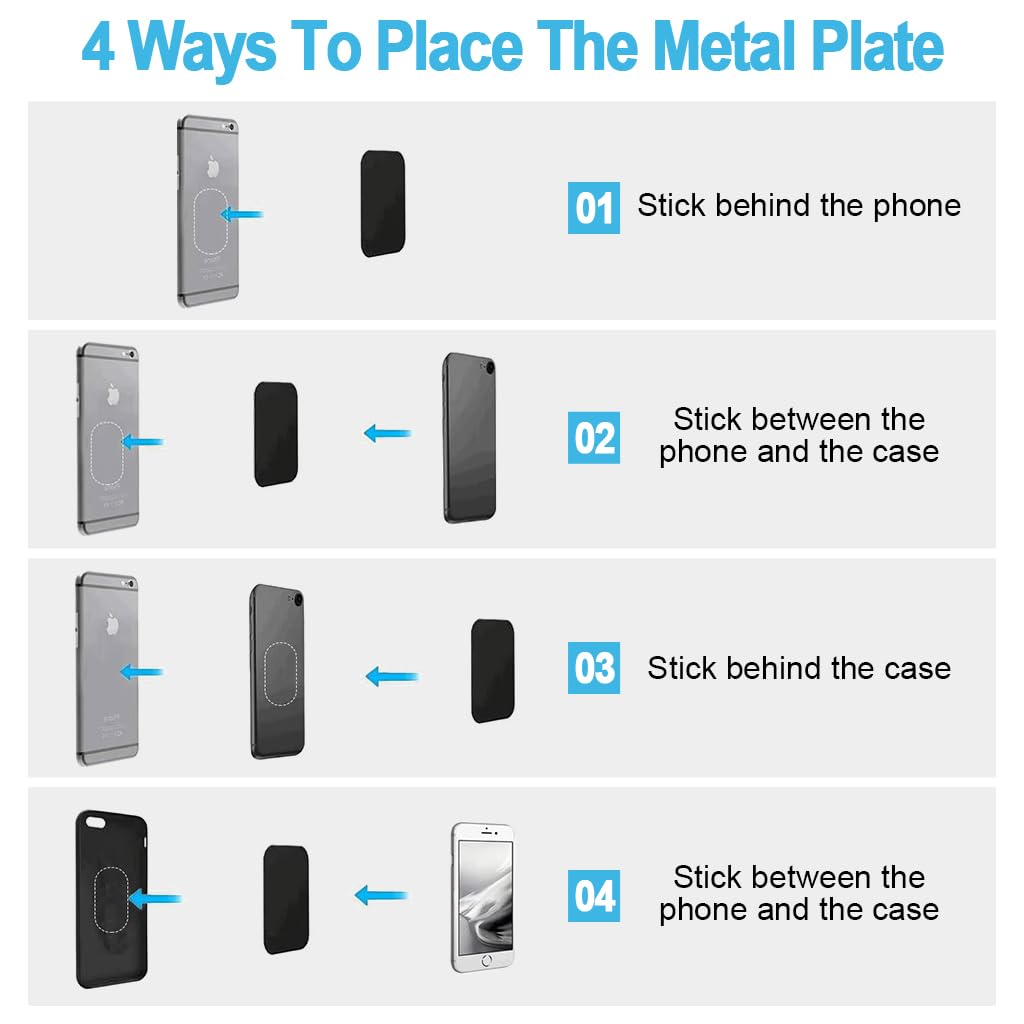 ZORBES Metal Plates for Magnetic Phone Mounts with Ultra Thin Design and 6Pcs Set | 3.5cm Round and 4x5.8cm Rectangle