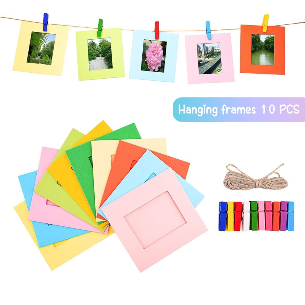 ZORBES Instax Photo Decoration Kit with 60 Sticker Frames and 10 Hanging Clips | Desk Frames Set